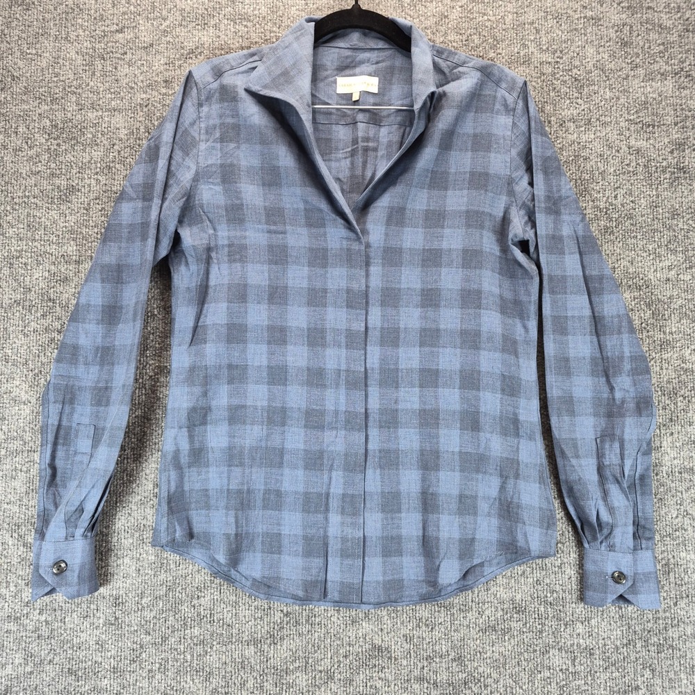 Sarah Alexandra Button Down Shirt Plaid 0 Blue Womens